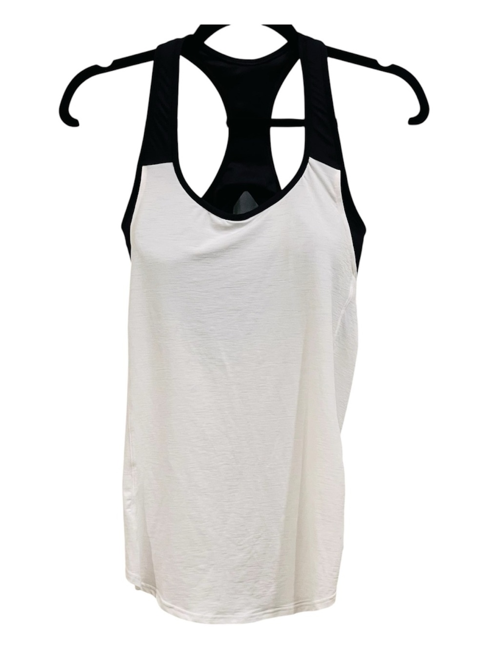 Athleta Hullabraloo Tank Top Medium Black White Racerback Built-In Bra 36D EUC